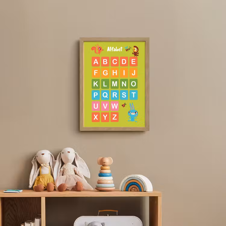 Alfabet - Educatief - Letters leren voor kinderen - Groen - Dieren Light Box met batterij (Wandlamp kind) middel -sfeer2_kind