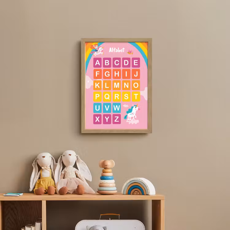Alfabet - Educatief - Letters leren voor kinderen - Roze - Eenhoorn Light Box met batterij (Wandlamp kind) middel -sfeer2_kind