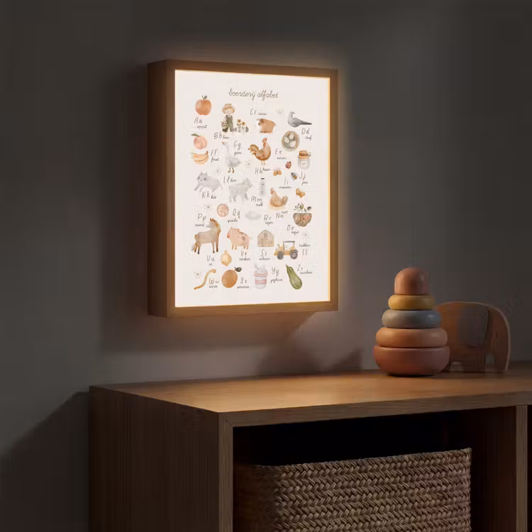Alfabet - Boerderij - Educatief - Letters leren voor kinderen - Dieren Light Box met batterij (Wandlamp kind) middel -sfeer5_kind