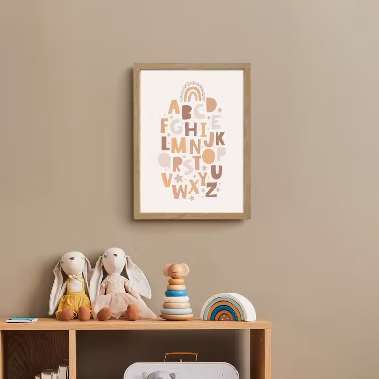 Alfabet - Sterren - Regenboog - Pastel kleuren - Educatief Light Box met batterij (Wandlamp kind) middel -sfeer2_kind