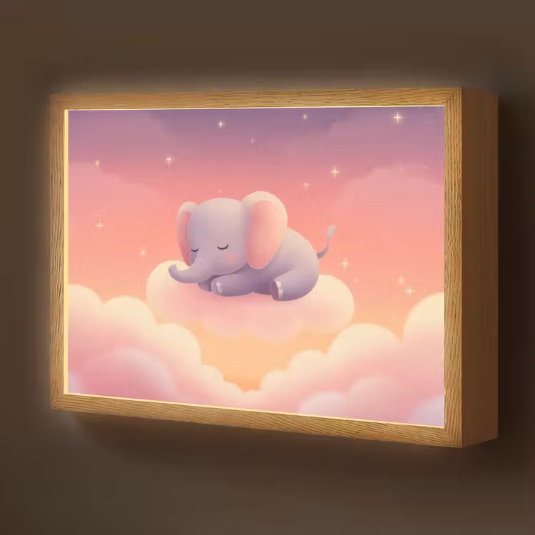 Dier - Roze - Wolken Light Box met batterij (Wandlamp kind) middel -z3d_website