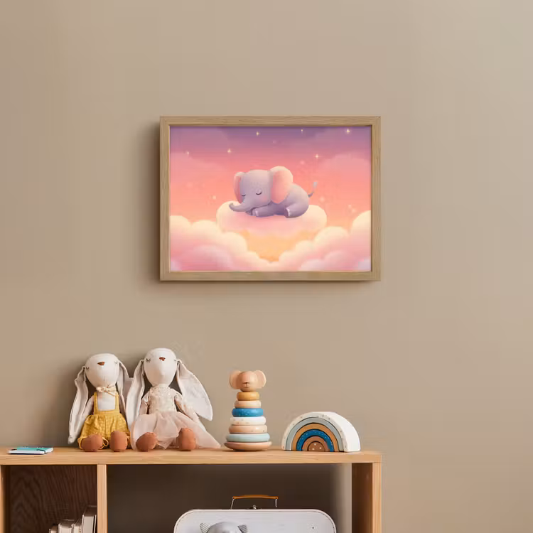 Dier - Roze - Wolken Light Box met batterij (Wandlamp kind) middel -sfeer2_kind