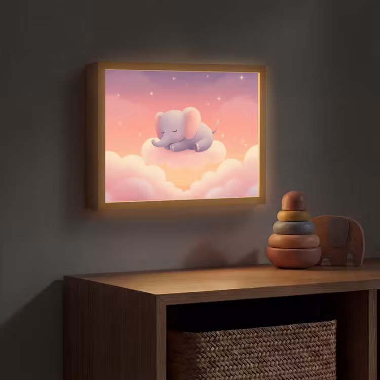 Dier - Roze - Wolken Light Box met batterij (Wandlamp kind) middel -sfeer5_kind