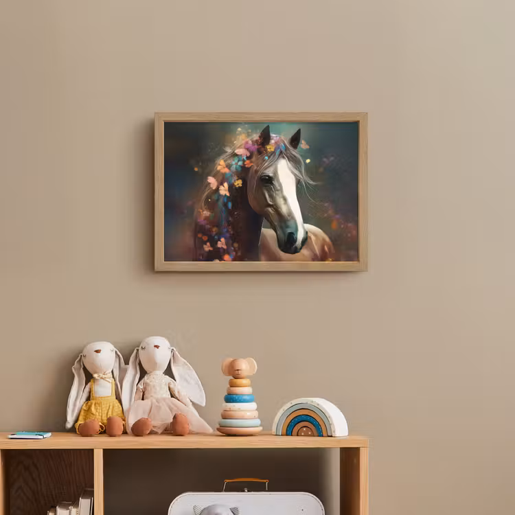 Dieren - Paard - Natuur - Vlinder - Bloemen Light Box met batterij (Wandlamp kind) middel -sfeer2_kind