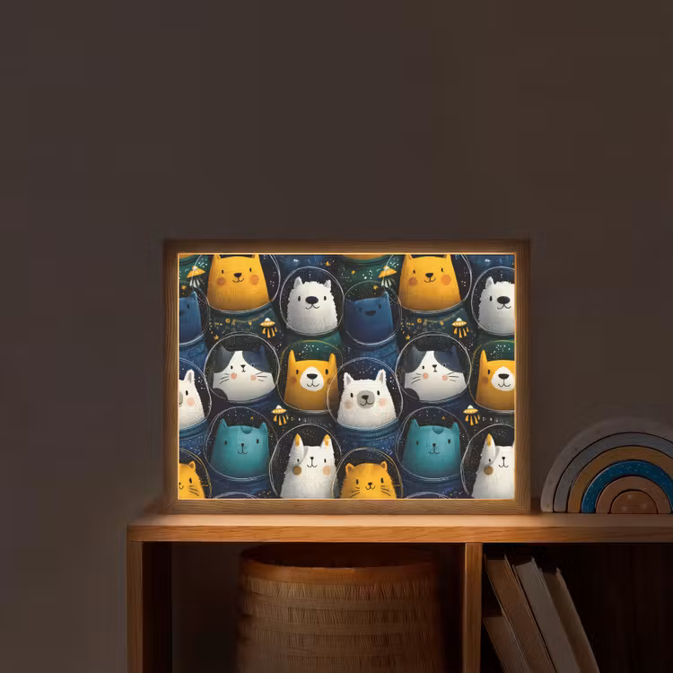 Dieren - Ruimtepakken - Sterren Light Box met batterij (Wandlamp kind) middel -sfeer1_kind