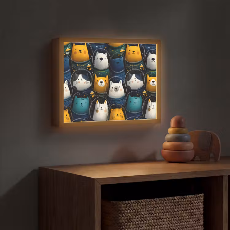 Dieren - Ruimtepakken - Sterren Light Box met batterij (Wandlamp kind) middel -sfeer5_kind