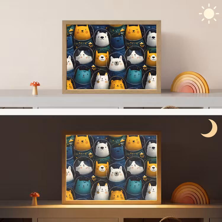 Dieren - Ruimtepakken - Sterren Light Box met batterij (Wandlamp kind) middel -sfeer3_kind