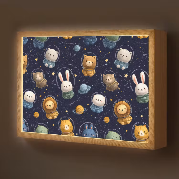 Dieren - Sterrenhemel - Ruimte Light Box met batterij (Wandlamp kind) middel -z3d_website