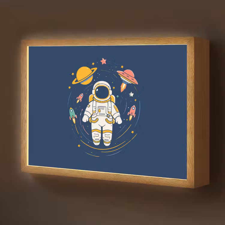 Astronaut - Planeten - Raket Light Box met batterij (Wandlamp kind) middel -z3d_website