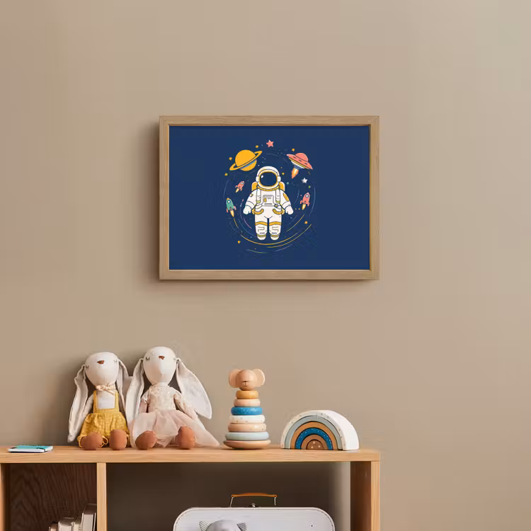 Astronaut - Planeten - Raket Light Box met batterij (Wandlamp kind) middel -sfeer2_kind