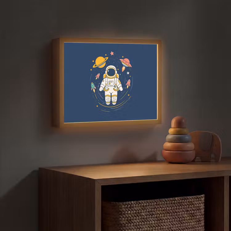 Astronaut - Planeten - Raket Light Box met batterij (Wandlamp kind) middel -sfeer5_kind