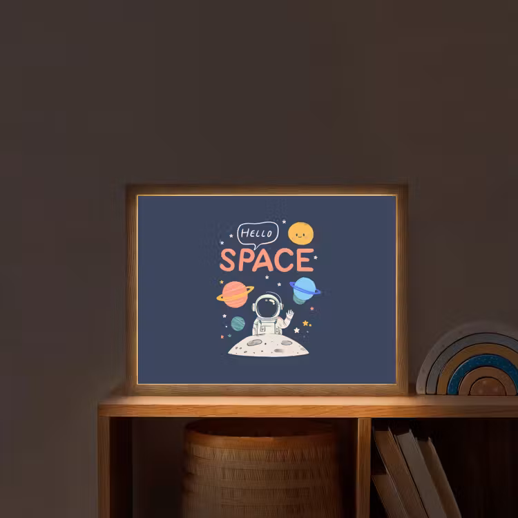 Astronaut - Ruimte - Planeten Light Box met batterij (Wandlamp kind) middel -sfeer1_kind