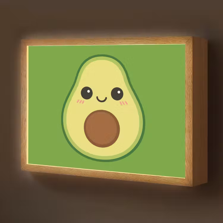 Avocado - Groen - Speels Light Box met batterij (Wandlamp kind) middel -z3d_website