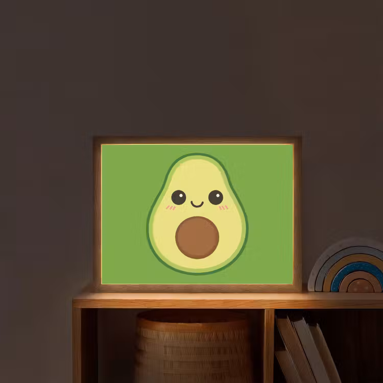 Avocado - Groen - Speels Light Box met batterij (Wandlamp kind) middel -sfeer1_kind