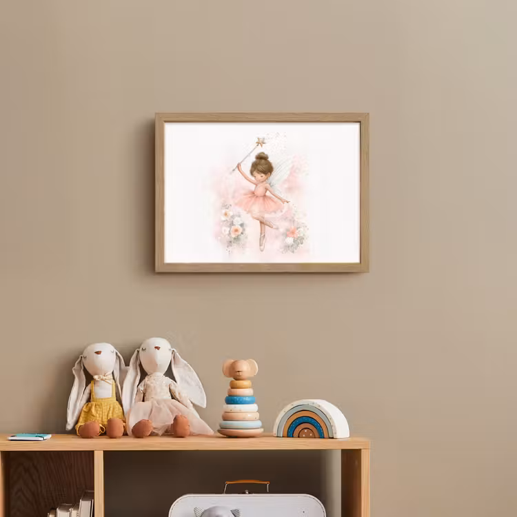 Ballerina - Fee - Bloemen - Roze Light Box met batterij (Wandlamp kind) middel -sfeer2_kind