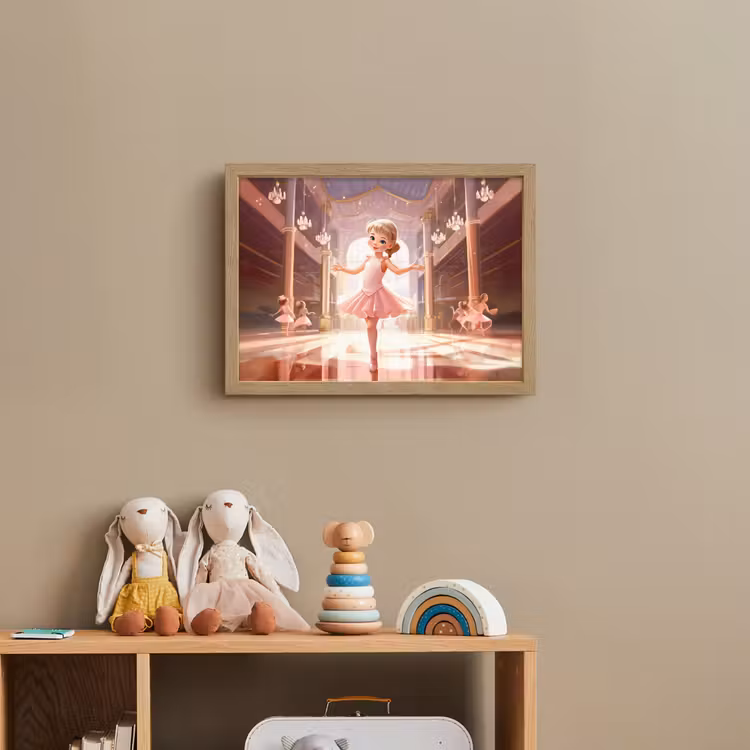 Ballerina - Meisjes - Roze - Kinderen Light Box met batterij (Wandlamp kind) middel -sfeer2_kind