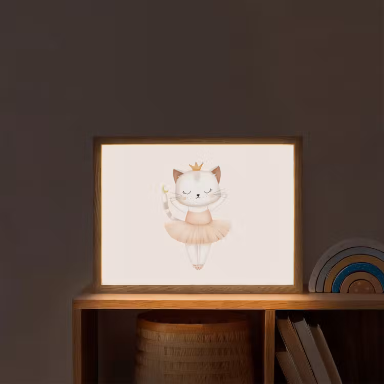 Ballerina - Kitten - Beige Light Box met batterij (Wandlamp kind) middel -sfeer1_kind