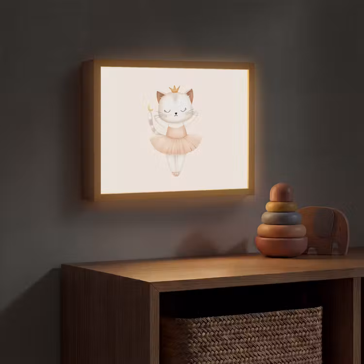 Ballerina - Kitten - Beige Light Box met batterij (Wandlamp kind) middel -sfeer5_kind