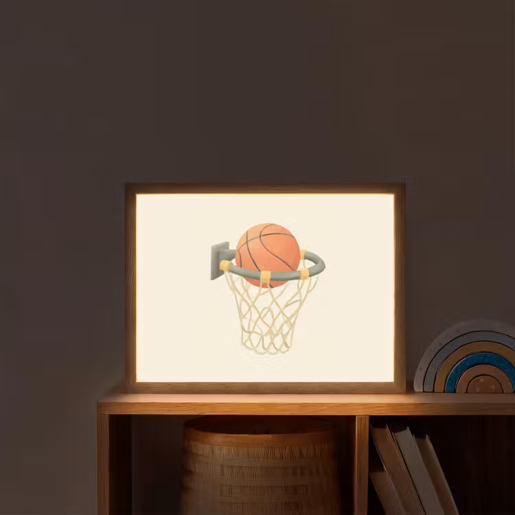 Basketbal - Net - Oranje Light Box met batterij (Wandlamp kind) middel -sfeer1_kind