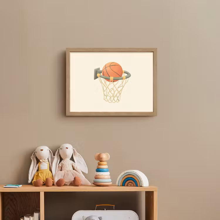 Basketbal - Net - Oranje Light Box met batterij (Wandlamp kind) middel -sfeer2_kind