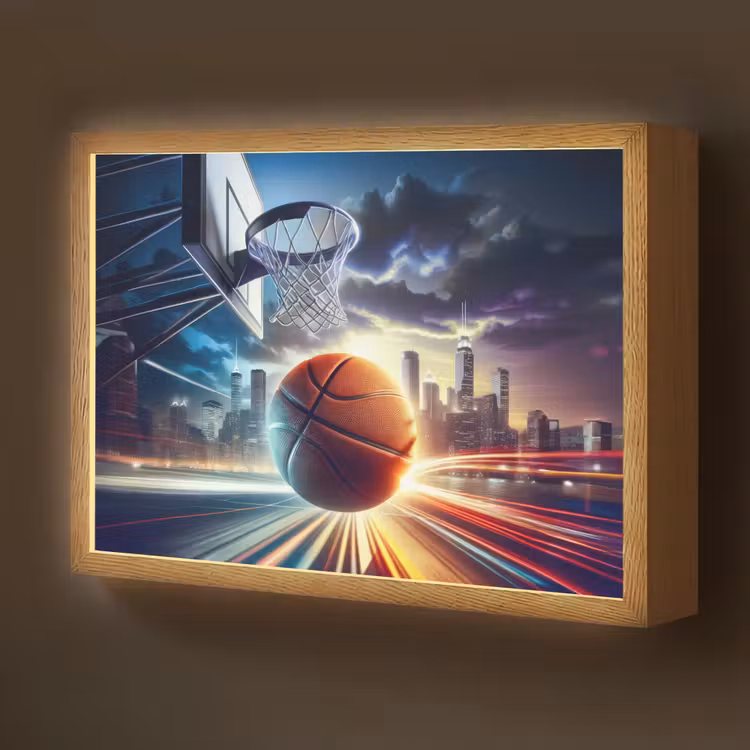 Basketbal - Sport - Basket - Stad Light Box met batterij (Wandlamp kind) middel -z3d_website