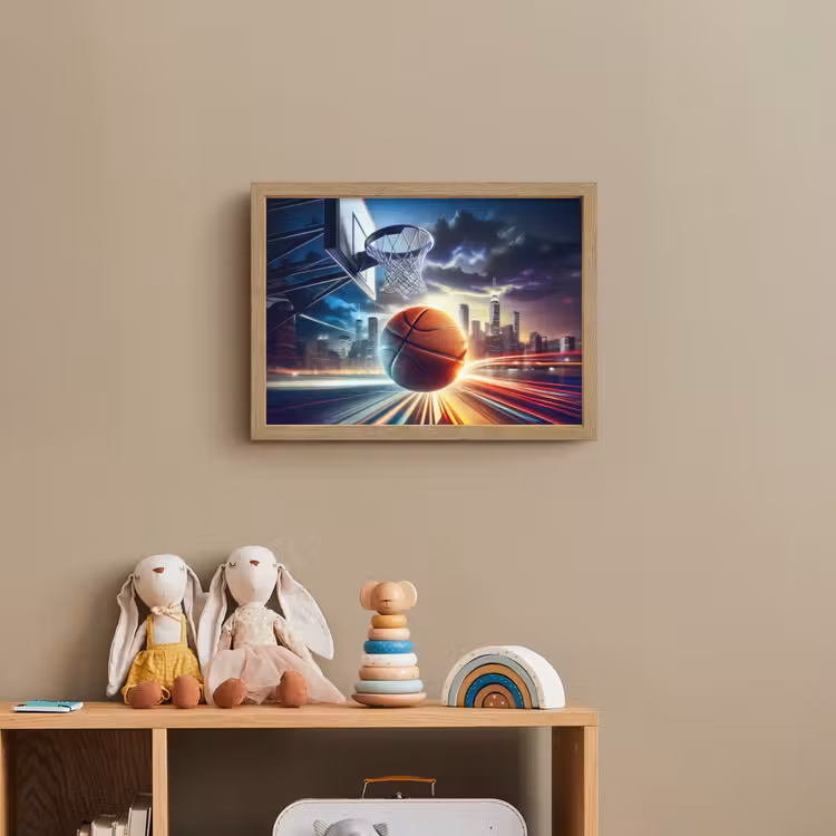 Basketbal - Sport - Basket - Stad Light Box met batterij (Wandlamp kind) middel -sfeer2_kind