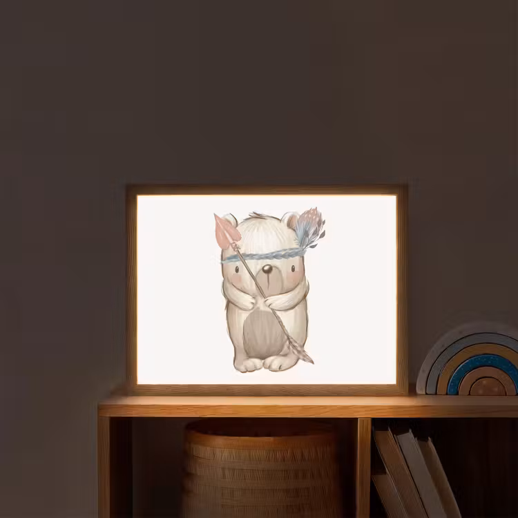 Beer - Dier - Bosdieren Light Box met batterij (Wandlamp kind) middel -sfeer1_kind