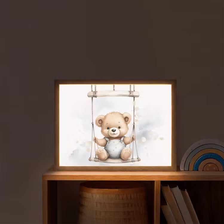 Beer - Baby - Dier - Kinderen Light Box met batterij (Wandlamp kind) middel -sfeer1_kind