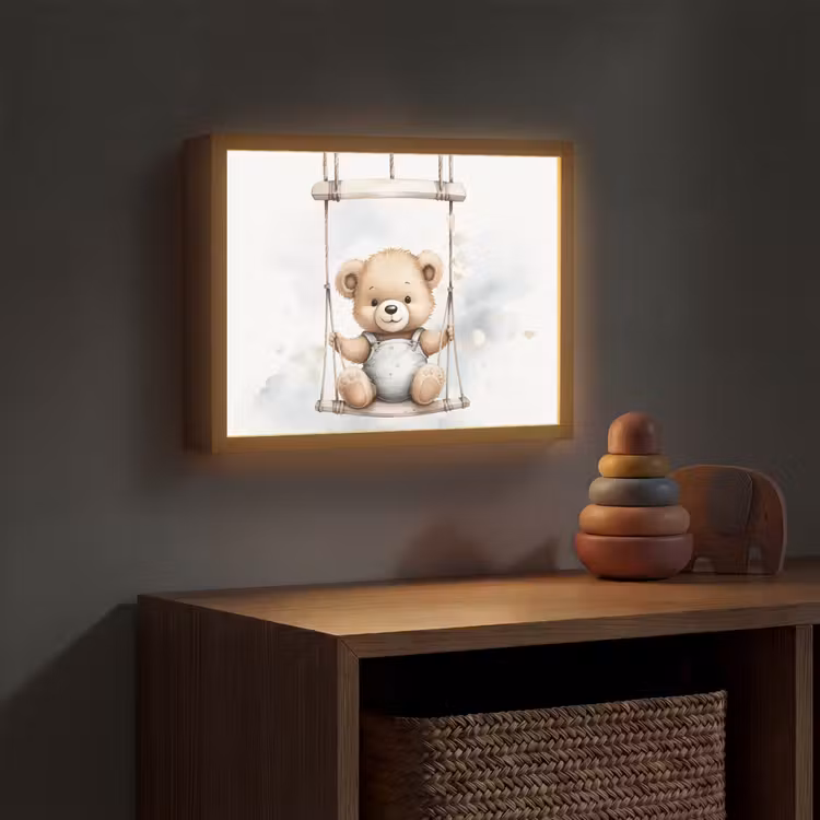 Beer - Baby - Dier - Kinderen Light Box met batterij (Wandlamp kind) middel -sfeer5_kind