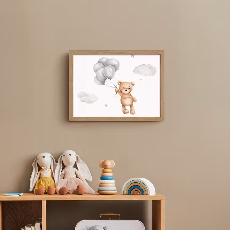 Beer - Ballon - Sterren - Kinderen Light Box met batterij (Wandlamp kind) middel -sfeer2_kind
