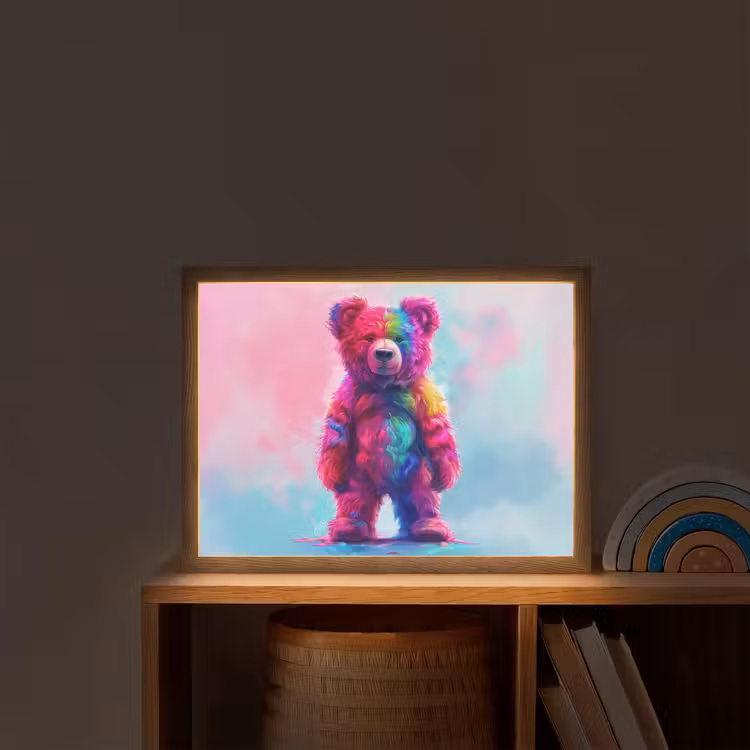 Beer - Kleurrijk - Dier Light Box met batterij (Wandlamp kind) middel -sfeer1_kind