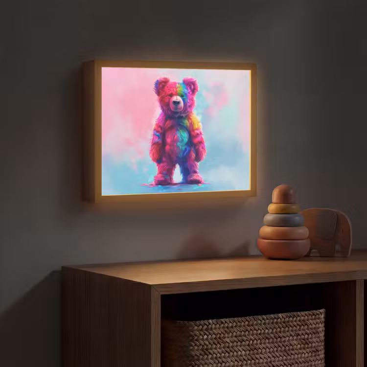Beer - Kleurrijk - Dier Light Box met batterij (Wandlamp kind) middel -sfeer5_kind