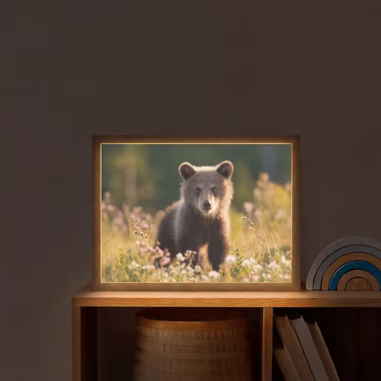 Beer - Bloemenveld - Gras Light Box met batterij (Wandlamp kind) middel -sfeer1_kind