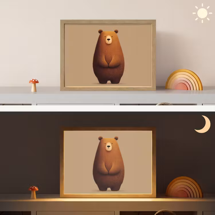 Beer - Minimalistisch - Bruin Light Box met batterij (Wandlamp kind) middel -sfeer3_kind