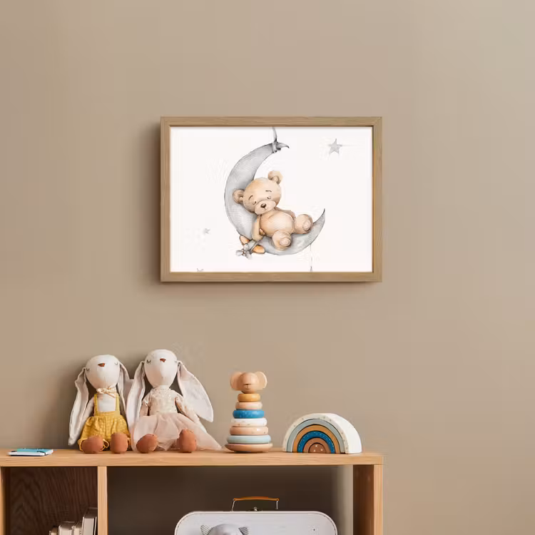 Beer - Maan - Sterren - Kinderen Light Box met batterij (Wandlamp kind) middel -sfeer2_kind