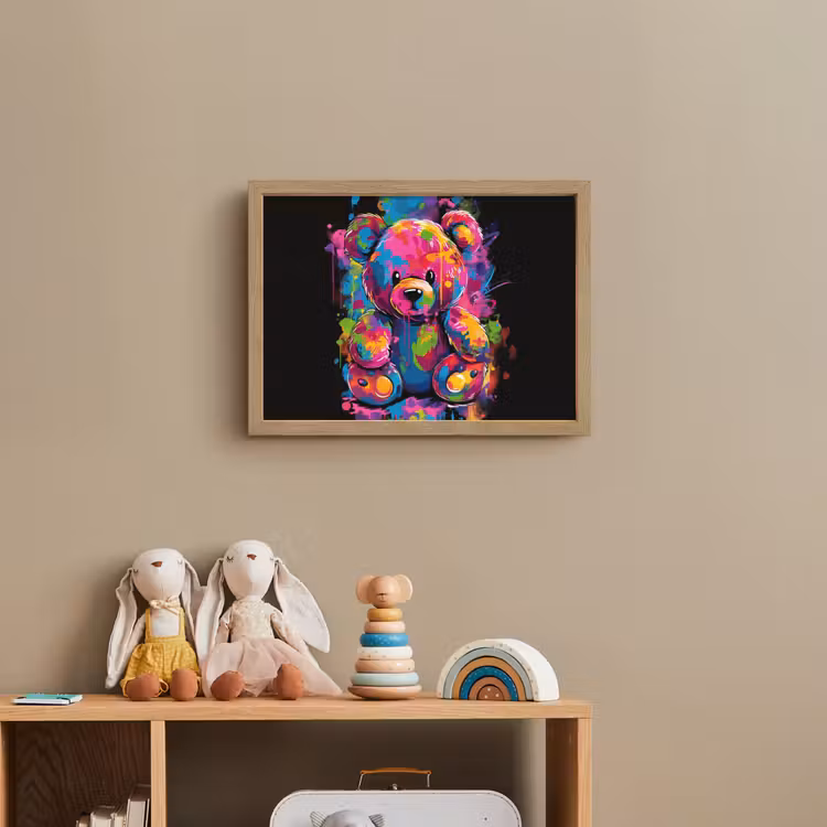 Beer - Verf - Kleurrijk - Knuffeldier Light Box met batterij (Wandlamp kind) middel -sfeer2_kind