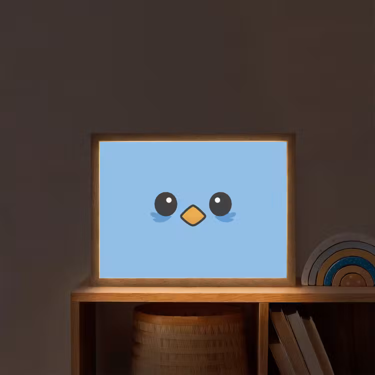 Vogel - Blauw - Eenvoudig Light Box met batterij (Wandlamp kind) middel -sfeer1_kind