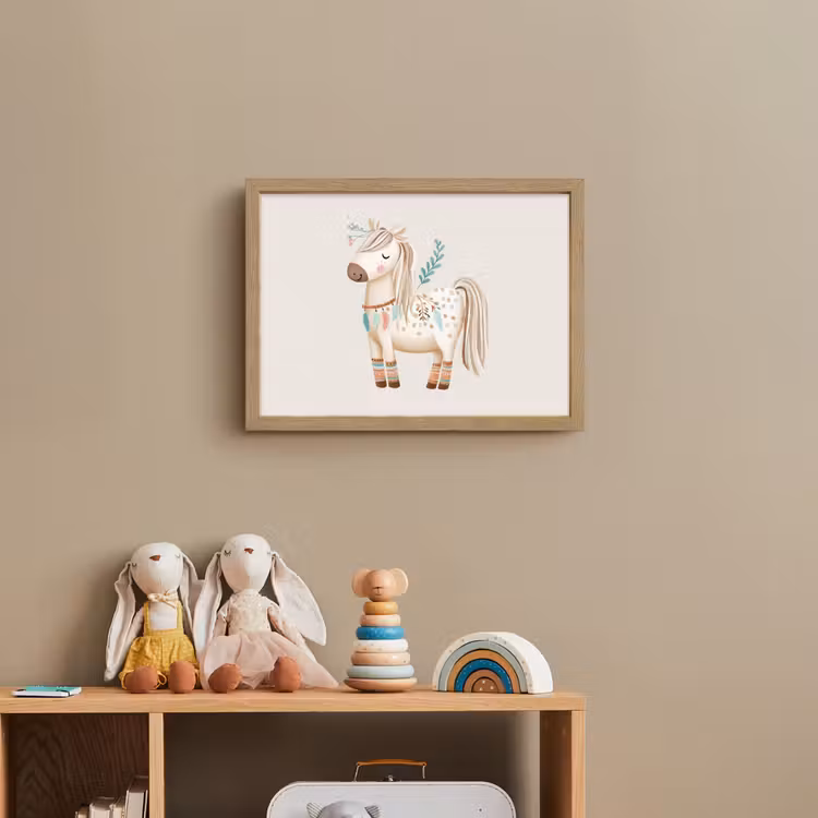 Bohemian - Paard - Beige Light Box met batterij (Wandlamp kind) middel -sfeer2_kind
