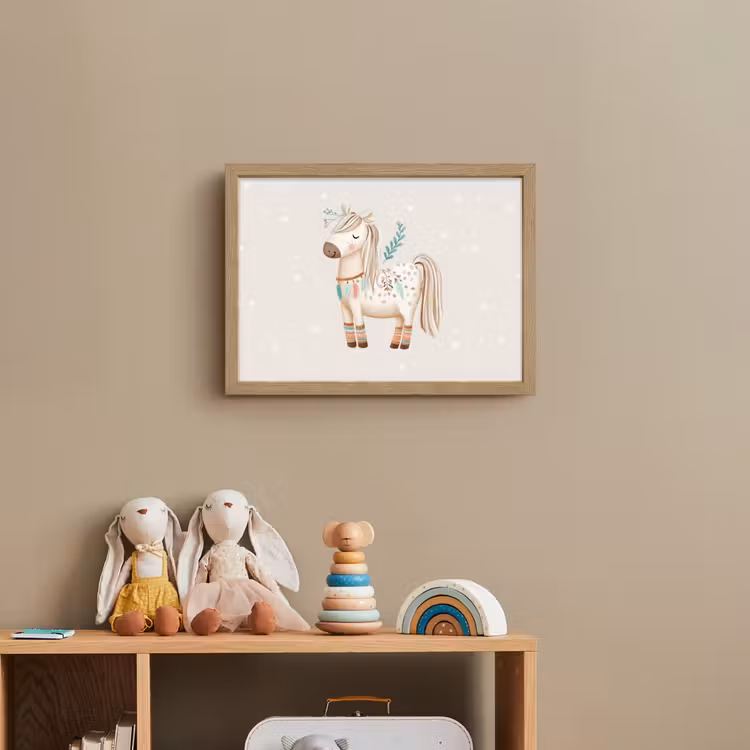 Bohemian - Paard - Beige Light Box met batterij (Wandlamp kind) middel -sfeer2_kind