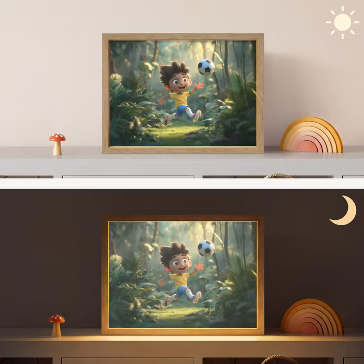 Jongen - Voetbal - Bos Light Box met batterij (Wandlamp kind) middel -sfeer3_kind