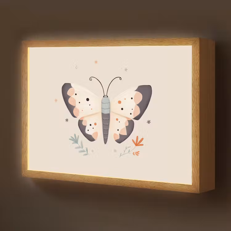 Vlinder - Minimalistisch - Pastel Light Box met batterij (Wandlamp kind) middel -z3d_website