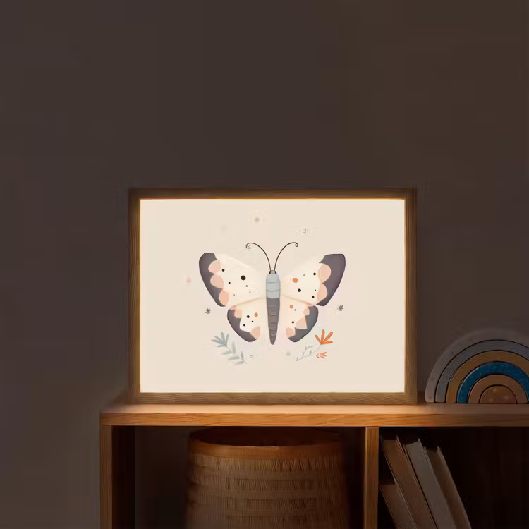 Vlinder - Minimalistisch - Pastel Light Box met batterij (Wandlamp kind) middel -sfeer1_kind
