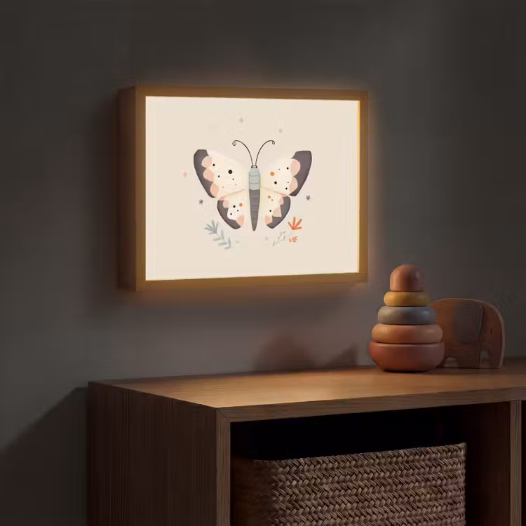 Vlinder - Minimalistisch - Pastel Light Box met batterij (Wandlamp kind) middel -sfeer5_kind