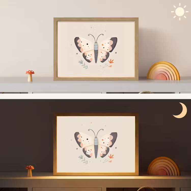 Vlinder - Minimalistisch - Pastel Light Box met batterij (Wandlamp kind) middel -sfeer3_kind