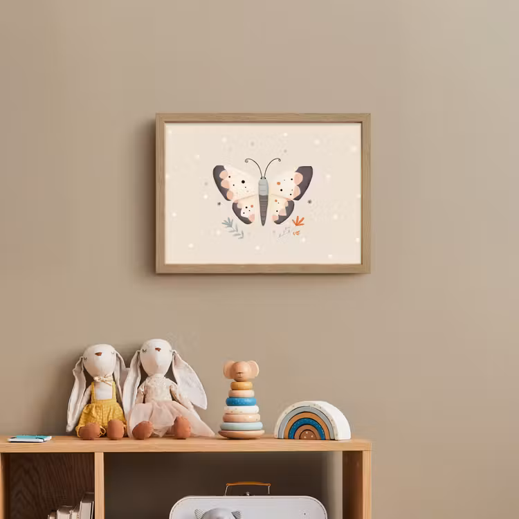 Vlinder - Minimalistisch - Pastel - Stippen Light Box met batterij (Wandlamp kind) middel -sfeer2_kind