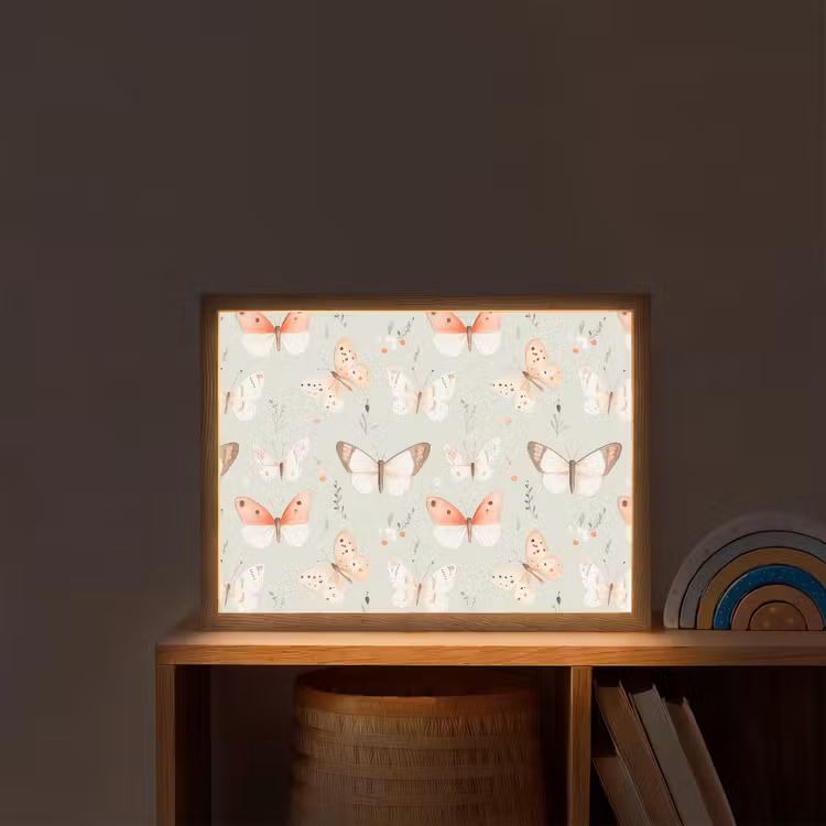 Vlinder - Patroon - Pastel Light Box met batterij (Wandlamp kind) middel -sfeer1_kind
