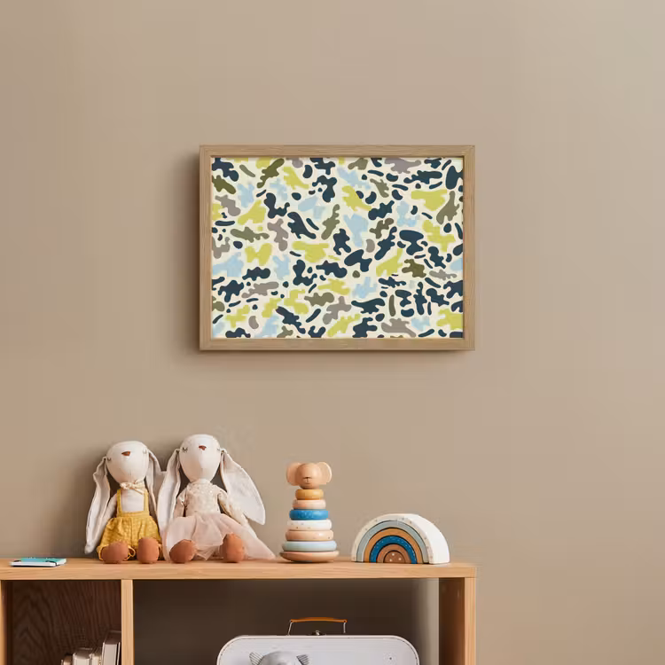 Camouflage - Groen - Blauw - Jongens - Kinderen Light Box met batterij (Wandlamp kind) middel -sfeer2_kind
