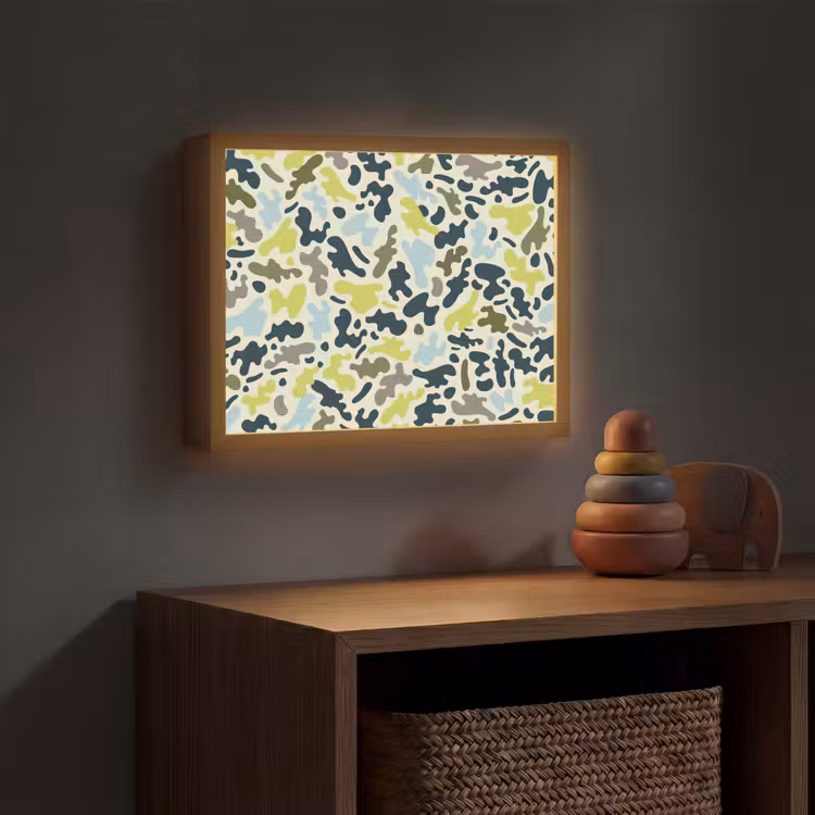 Camouflage - Groen - Blauw - Jongens - Kinderen Light Box met batterij (Wandlamp kind) middel -sfeer5_kind
