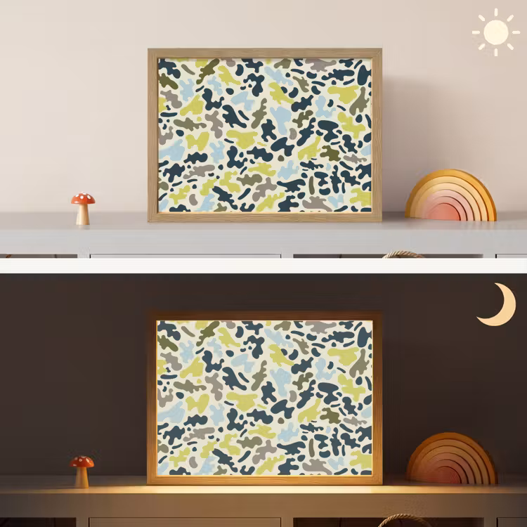 Camouflage - Groen - Blauw - Jongens - Kinderen Light Box met batterij (Wandlamp kind) middel -sfeer3_kind