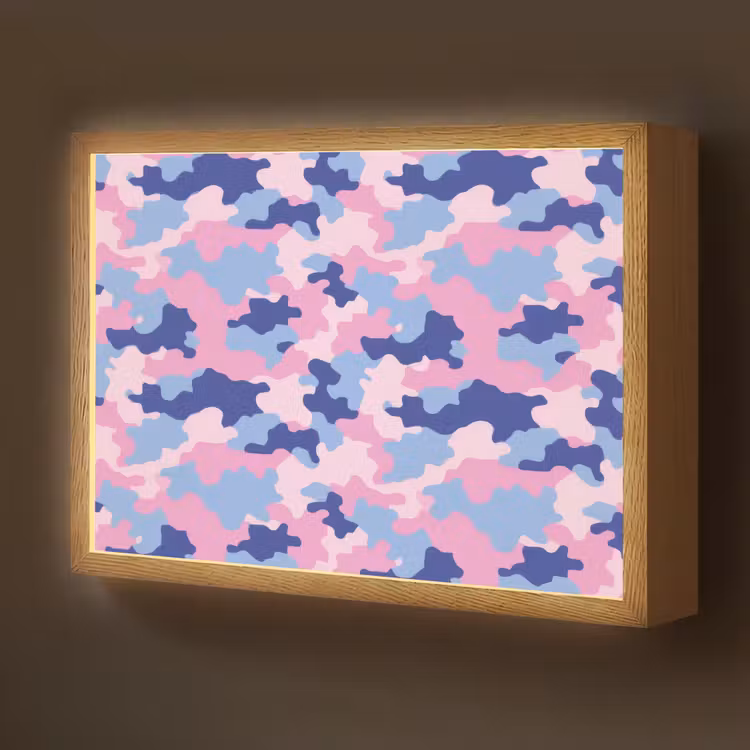 Camouflage - Patroon - Donkerblauw Light Box met batterij (Wandlamp kind) middel -z3d_website